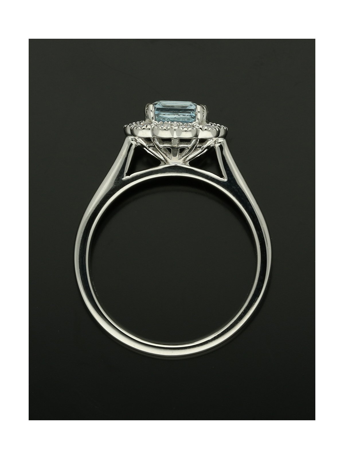 Aquamarine & Diamond Cluster Ring in Platinum