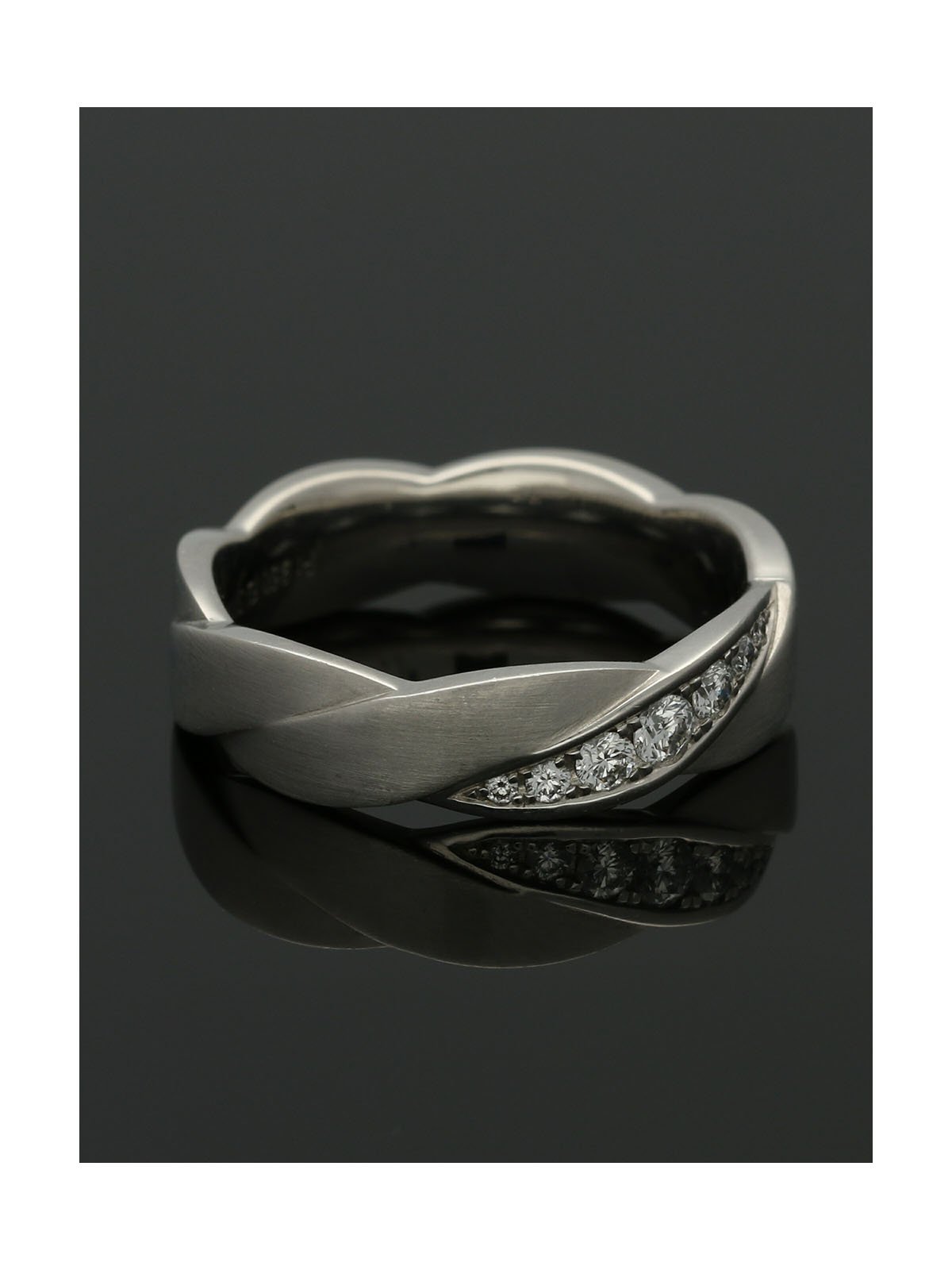 Platinum Diamond Set Wave Design Wedding Ring