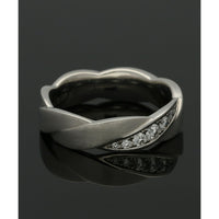 Platinum Diamond Set Wave Design Wedding Ring