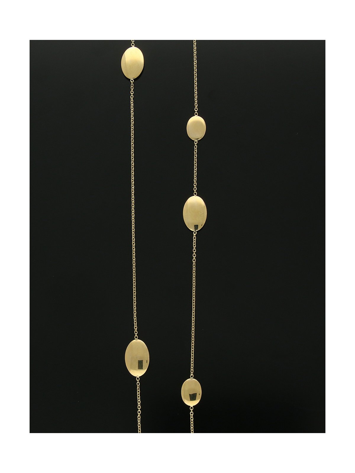Polished Ovals Station Necklace 80cm in 9ct Yellow Gold