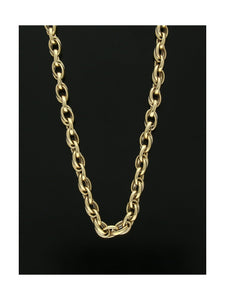 Polished Fancy Oval Link Necklace in 9ct Yellow Gold