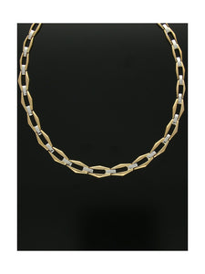 Open Link Necklace in 9ct Yellow and White Gold