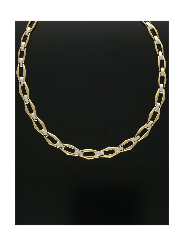 Open Link Necklace in 9ct Yellow and White Gold