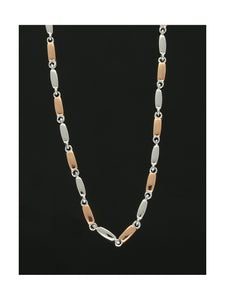 Polished Block Link Necklace in 9ct White and Rose Gold