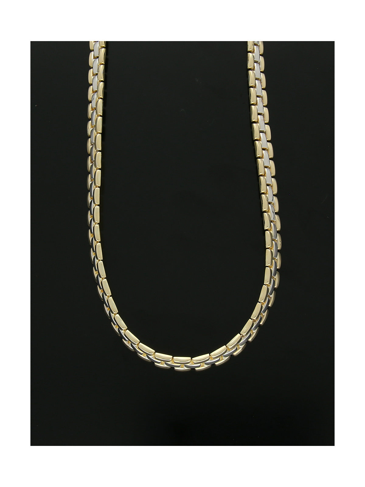 Three Row Brick Necklace in 9ct Yellow and White Gold