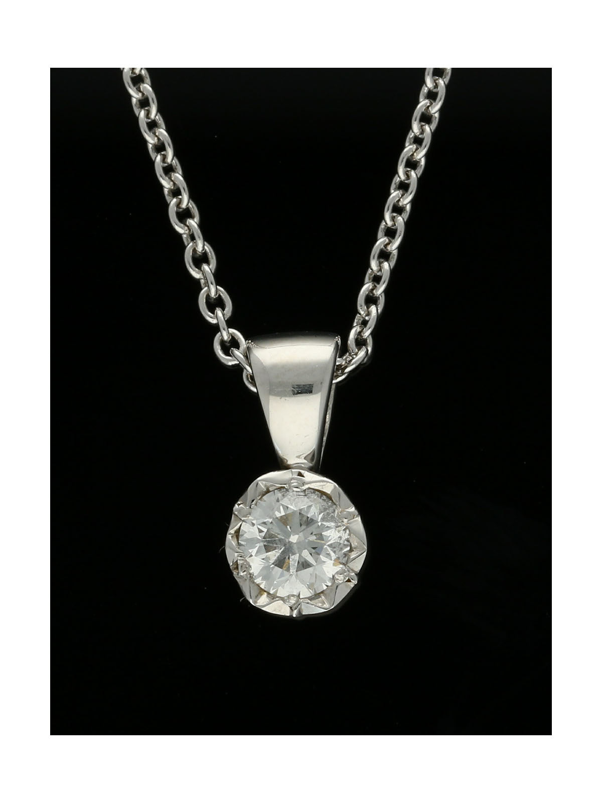 Diamond Illusion Set Pendant Necklace 0.25ct in 9ct White Gold