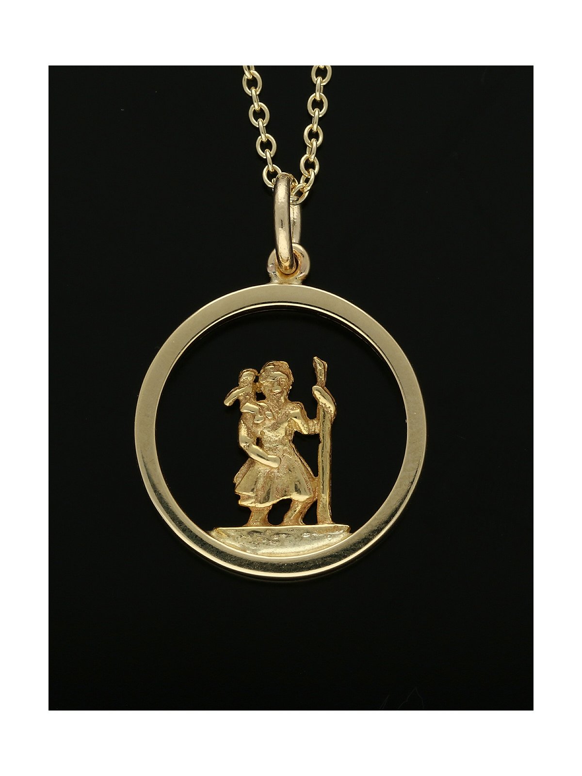 St Christopher Pendant Necklace in 9ct Yellow Gold