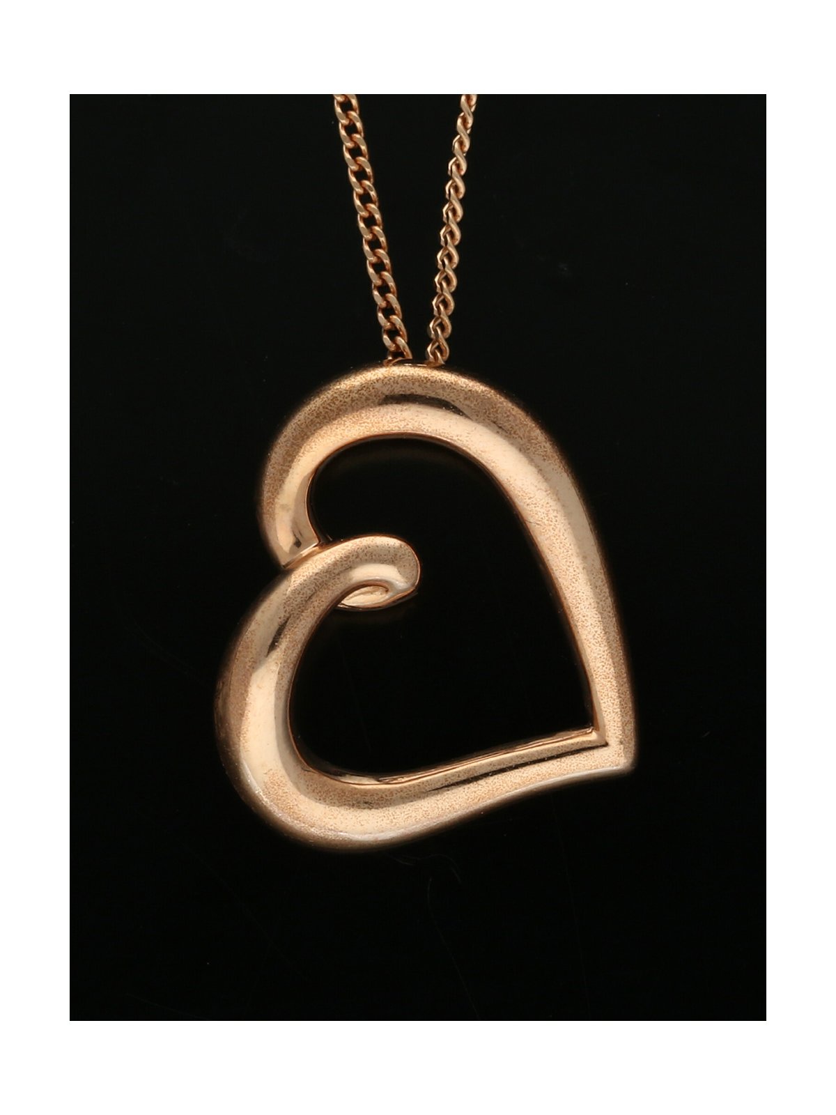 Organic Heart Pendant Necklace in 9ct Rose Gold