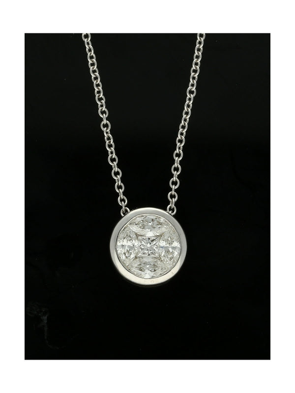 Diamond Rubover Set Necklace in 18ct White Gold