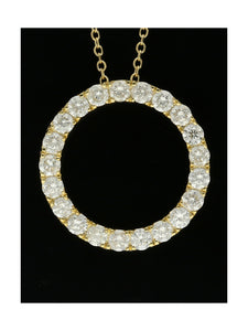 Diamond Open Circle Pendant Necklace 0.97ct in 18ct Yellow Gold