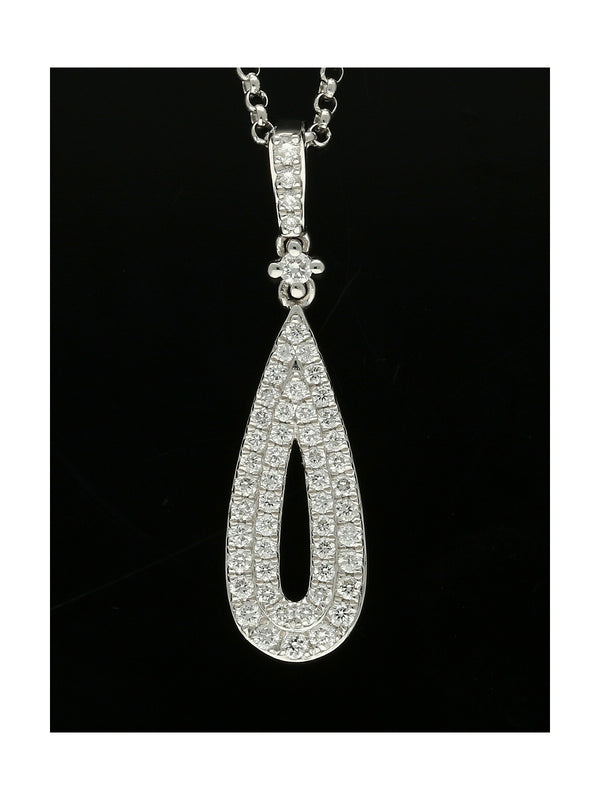 Diamond Teardrop Pendant Necklace 0.21ct in 18ct White Gold