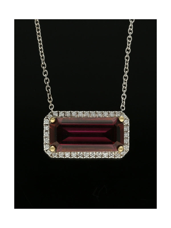 Pink Tourmaline and Diamond Pendant Necklace in 18ct Yellow and White Gold