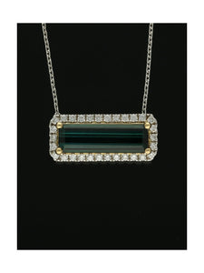 Tourmaline & Diamond Pendant Necklace in 18ct Yellow and White Gold
