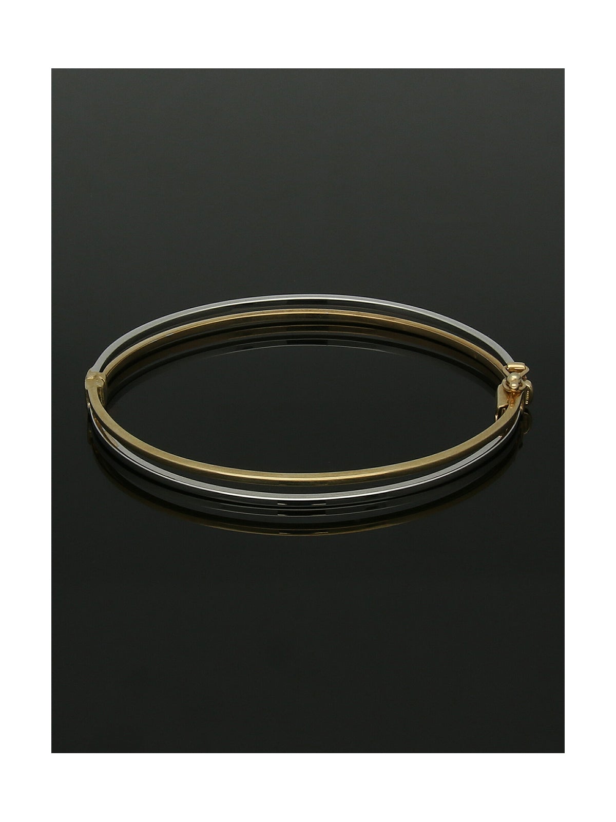 Open Twist Hinged Bangle in 9ct Yellow and White Gold