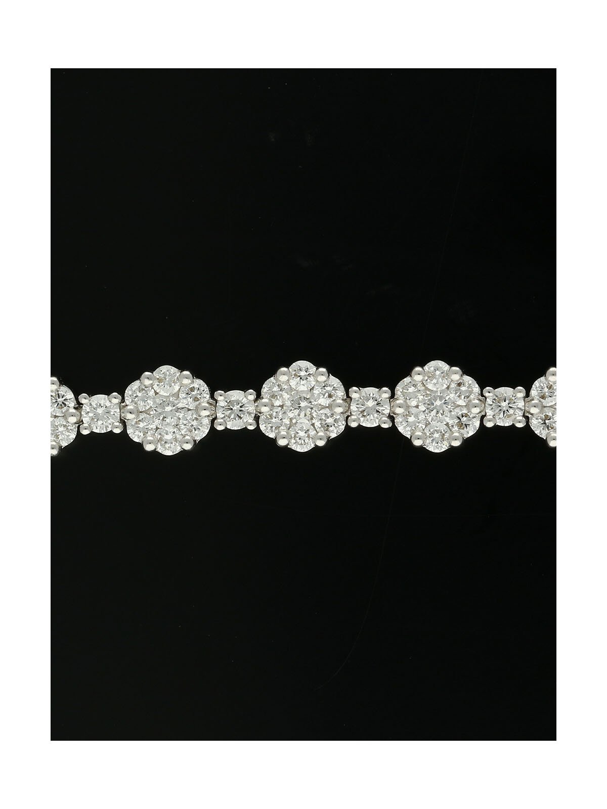 Diamond Cluster Line Bracelet 4.57ct in 18ct White Gold