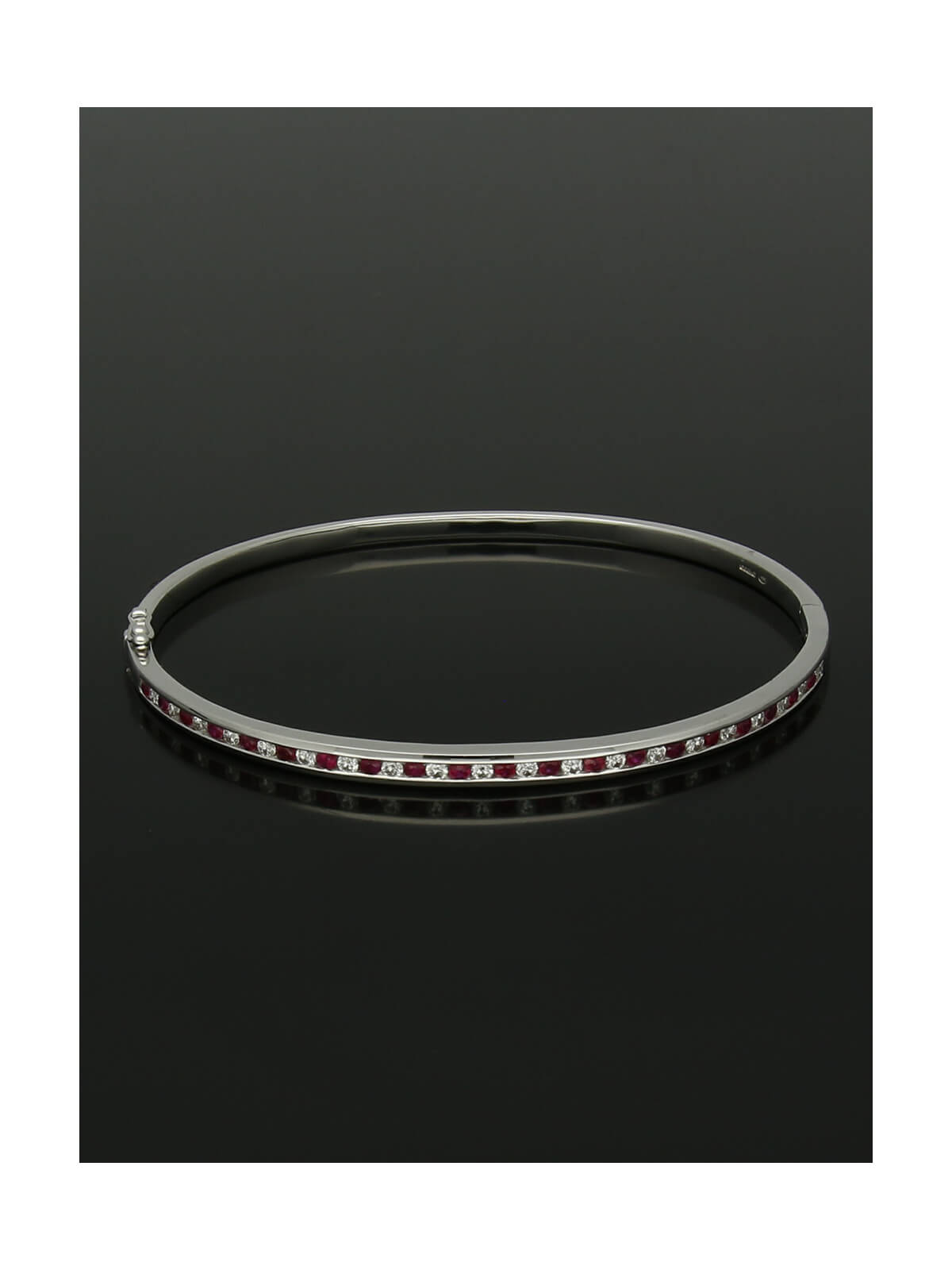 Ruby & Diamond Bangle in 18ct White Gold