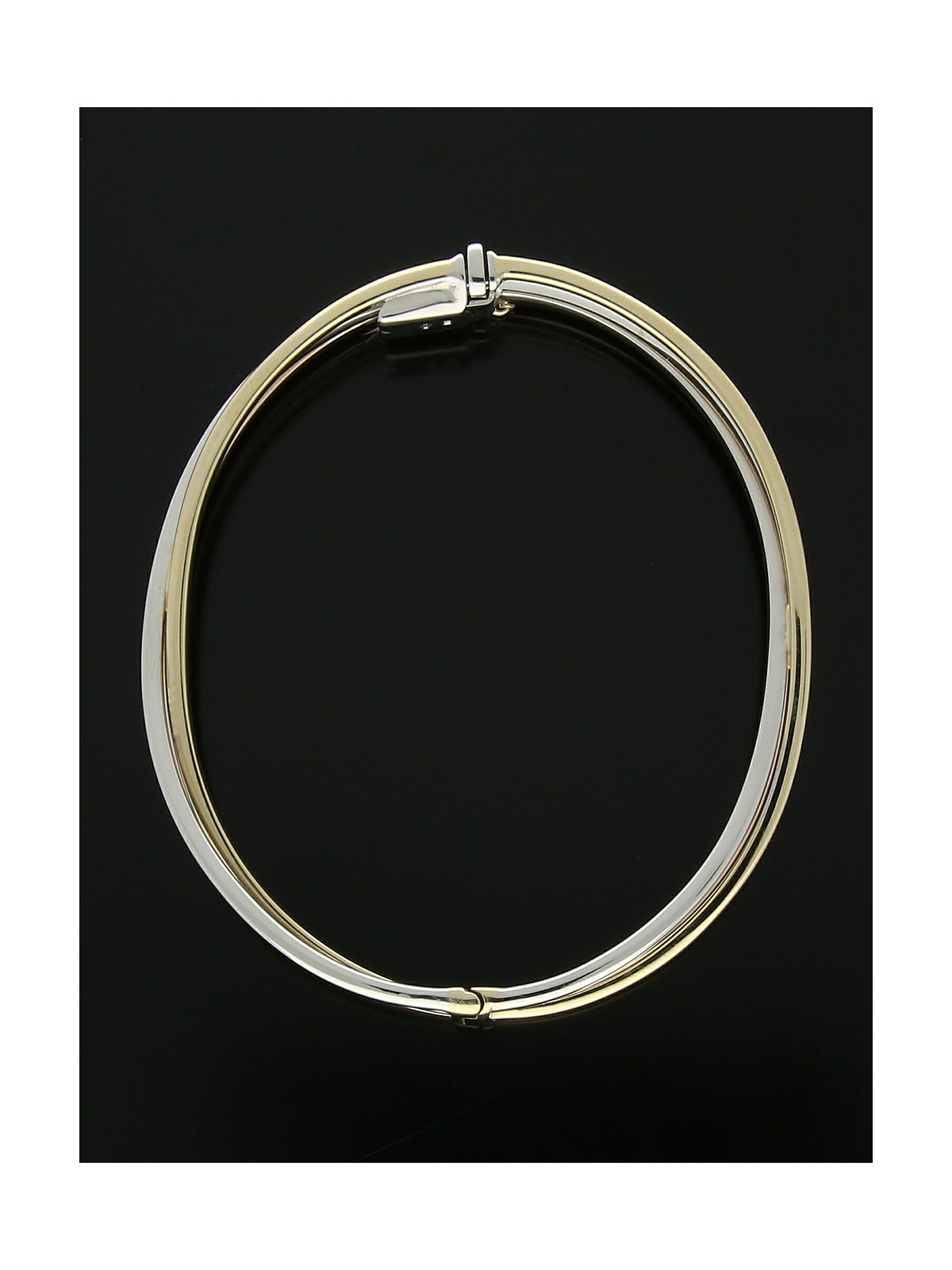 Crossover Hinged Bangle in 9ct Yellow, White and Rose Gold