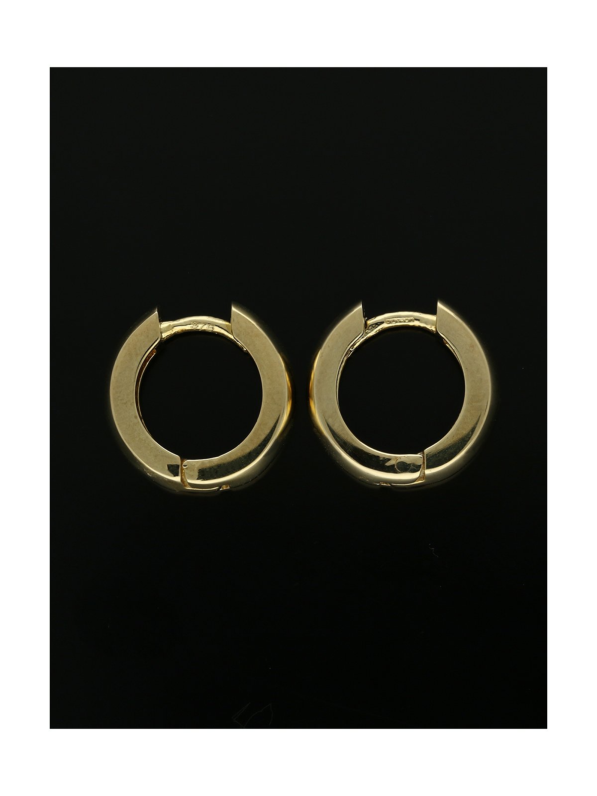 Narrow Huggie Hoop Earrings 14mm in 9ct Yellow Gold