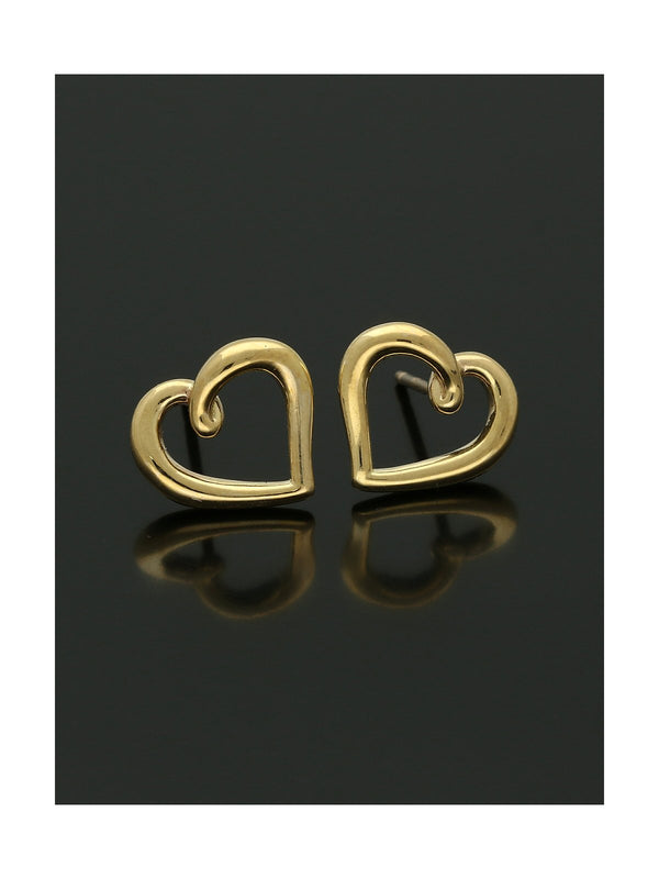 Organic Heart Stud Earrings 9mm in 9ct Yellow Gold