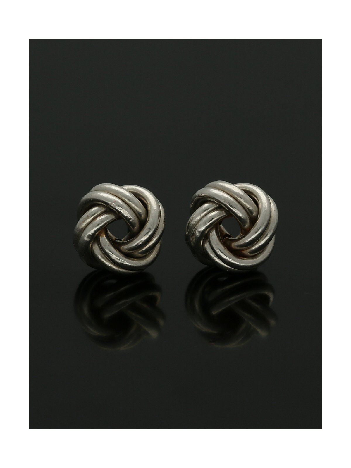 Knot Stud Earrings 8mm in 9ct White Gold