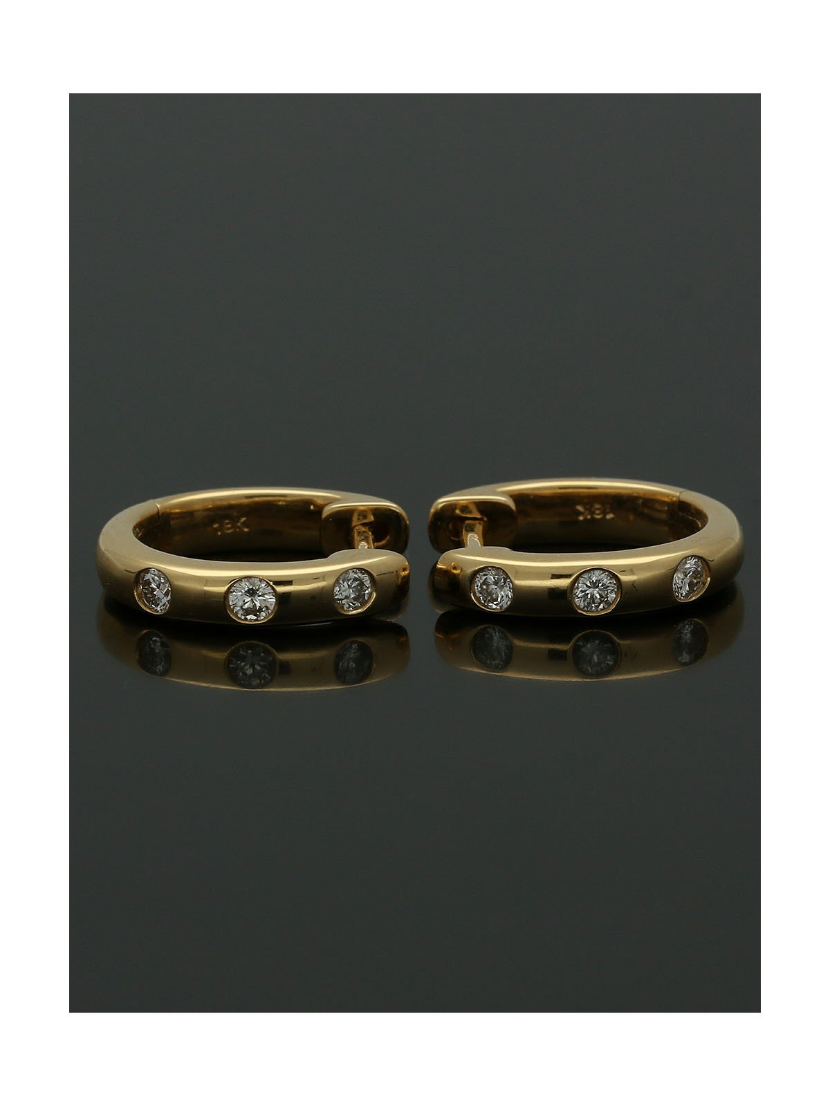 Diamond Set Mini Hoop Earrings 0.15ct in 18ct Yellow Gold