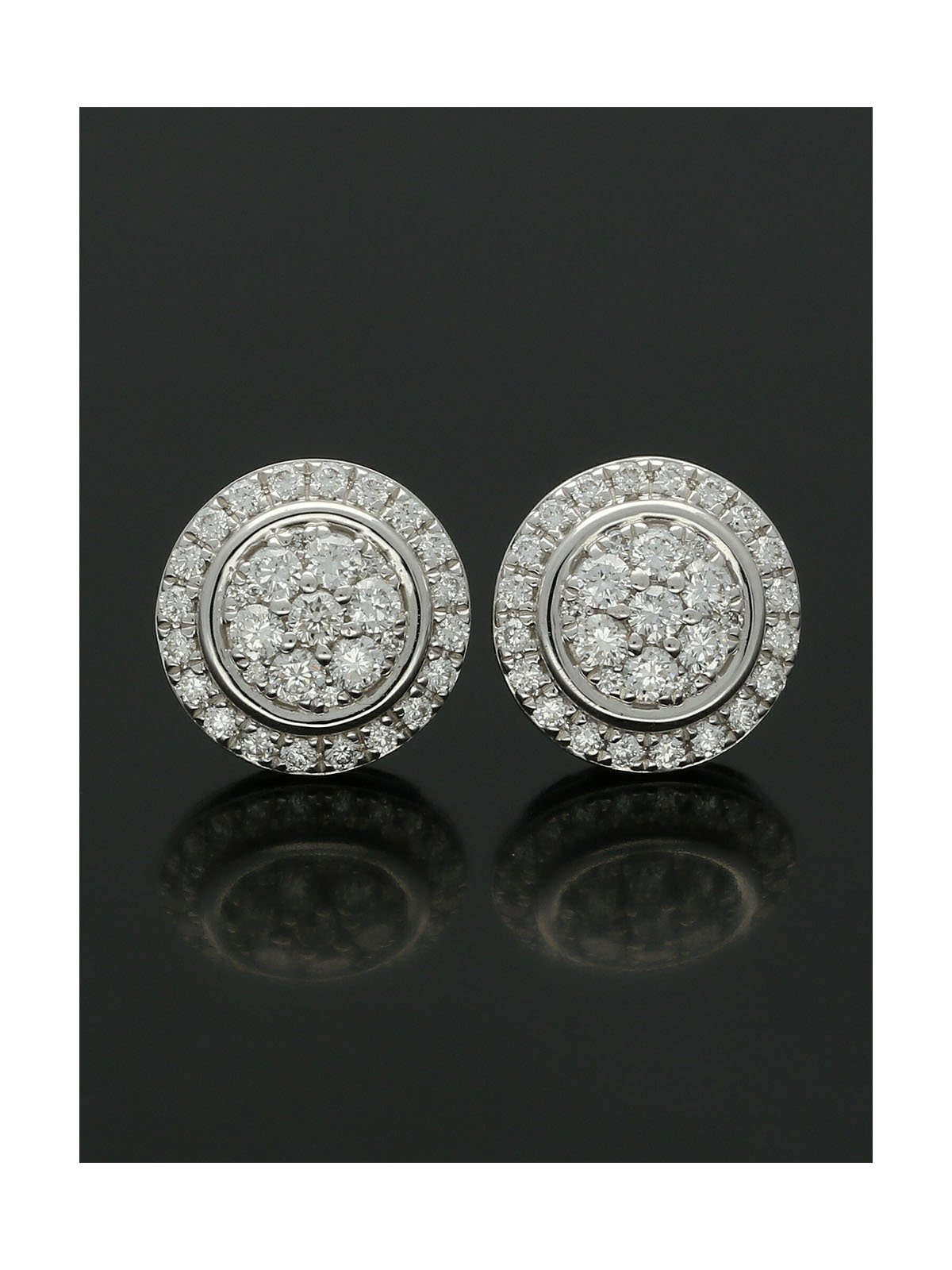 Diamond Cluster Stud Earrings 0.42ct in 18ct White Gold