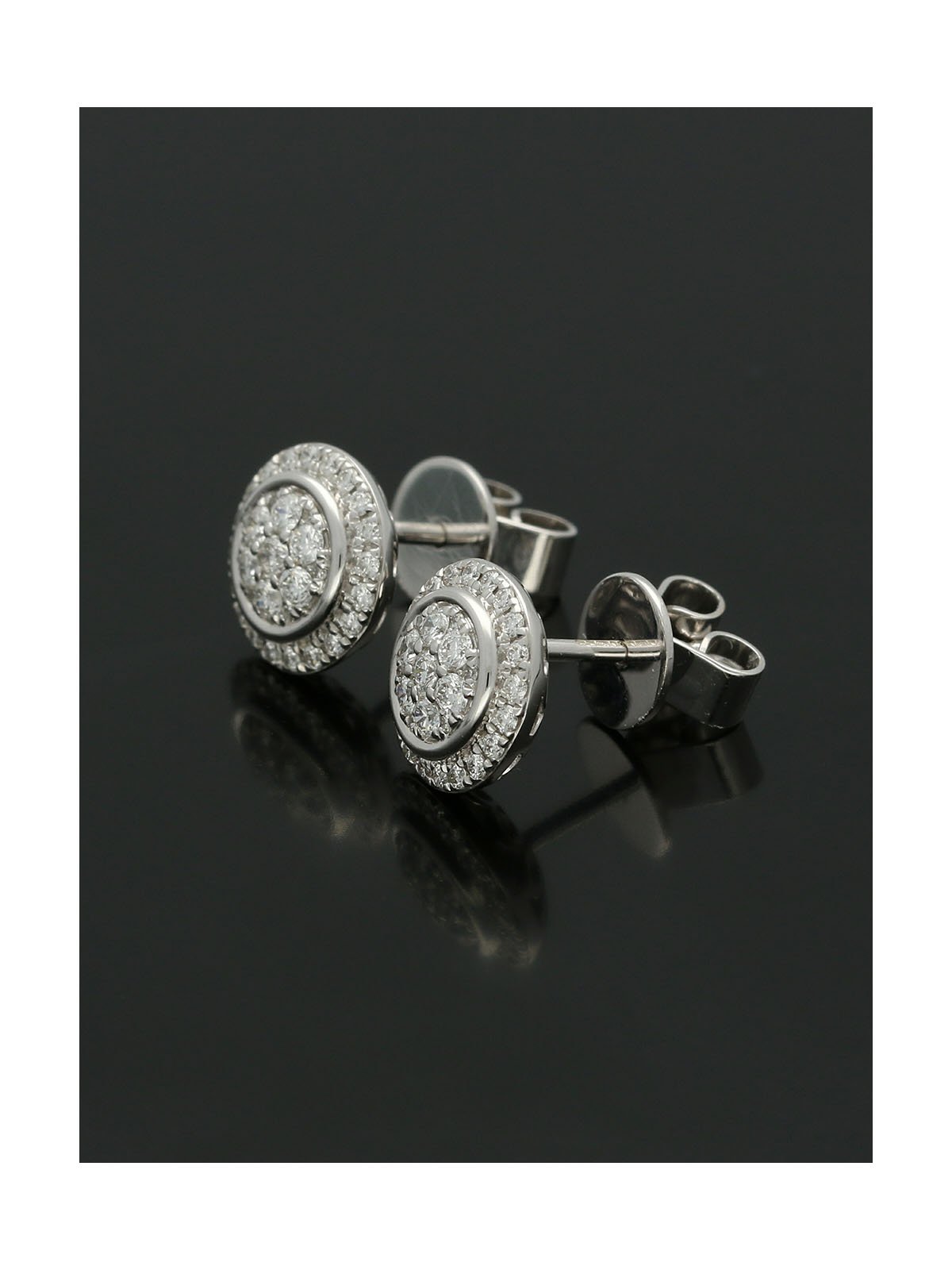 Diamond Cluster Stud Earrings in 18ct White Gold