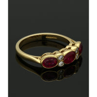 Pre Owned Ruby and Diamond Ring in 18ct Yellow Gold