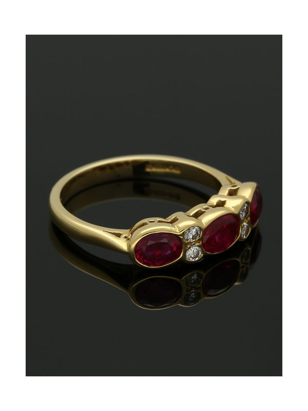 Pre Owned Ruby and Diamond Ring in 18ct Yellow Gold