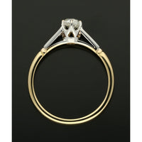 Pre Owned Diamond Solitaire Ring 0.40ct Old Victoria Cut in 18ct Yellow and White Gold with Patterned Shoulders