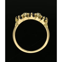 Pre Owned Sapphire & Diamond Half Eternity Ring in 18ct Yellow Gold