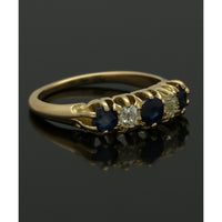 Pre Owned Sapphire & Diamond Half Eternity Ring in 18ct Yellow Gold