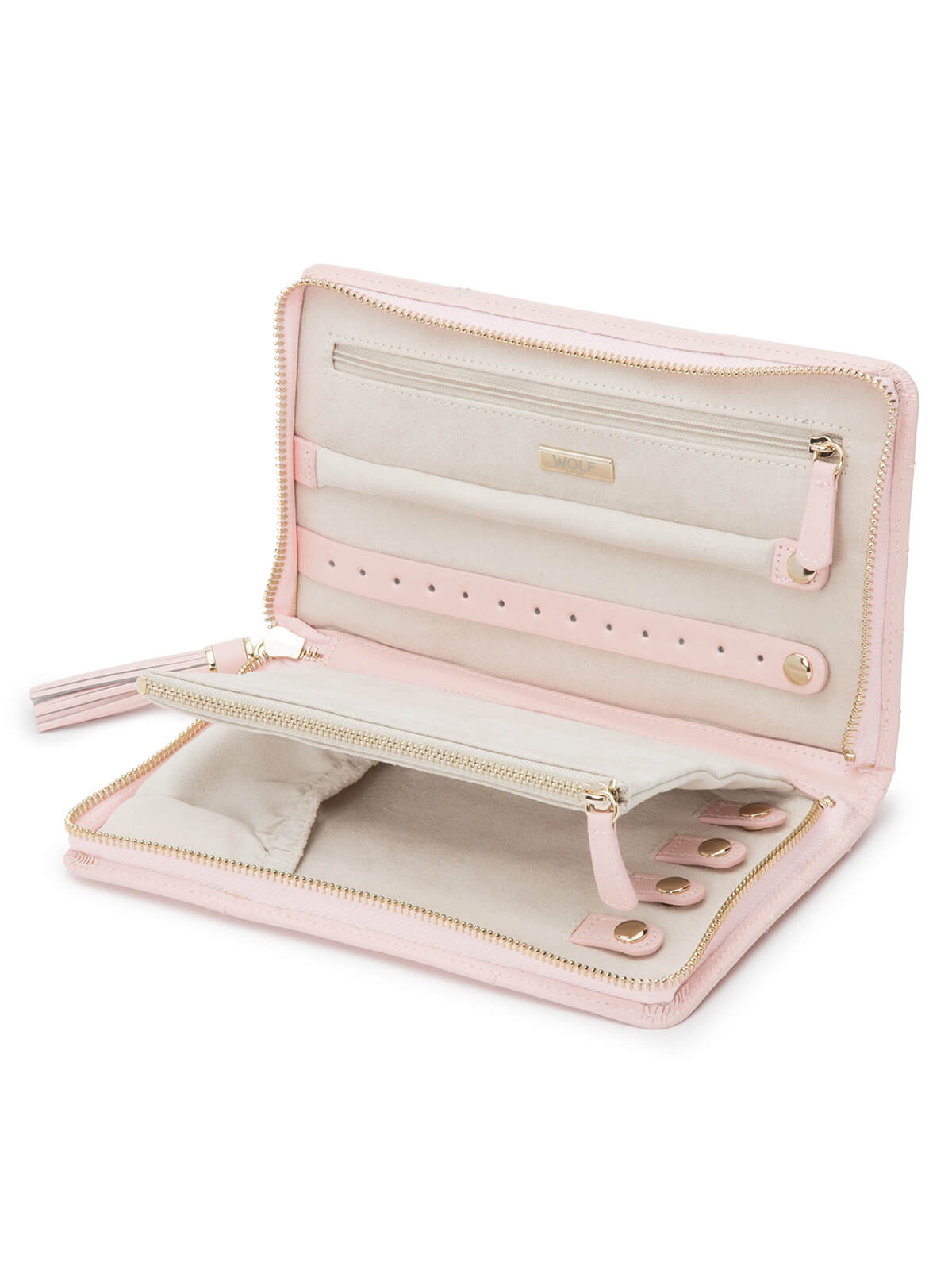 Wolf Caroline Jewellery Zip Portfolio in Rose Quartz 324815