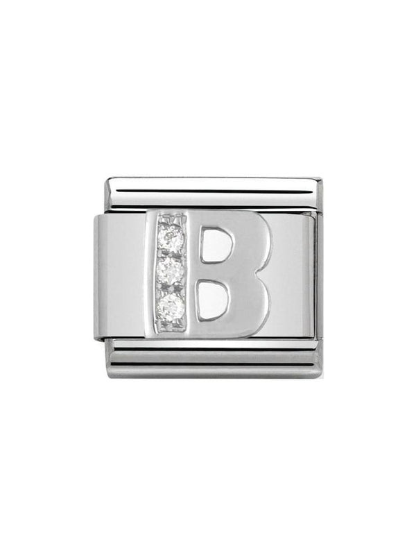Nomination Classic Steel and Zirconia Letter B Charm 330301-02