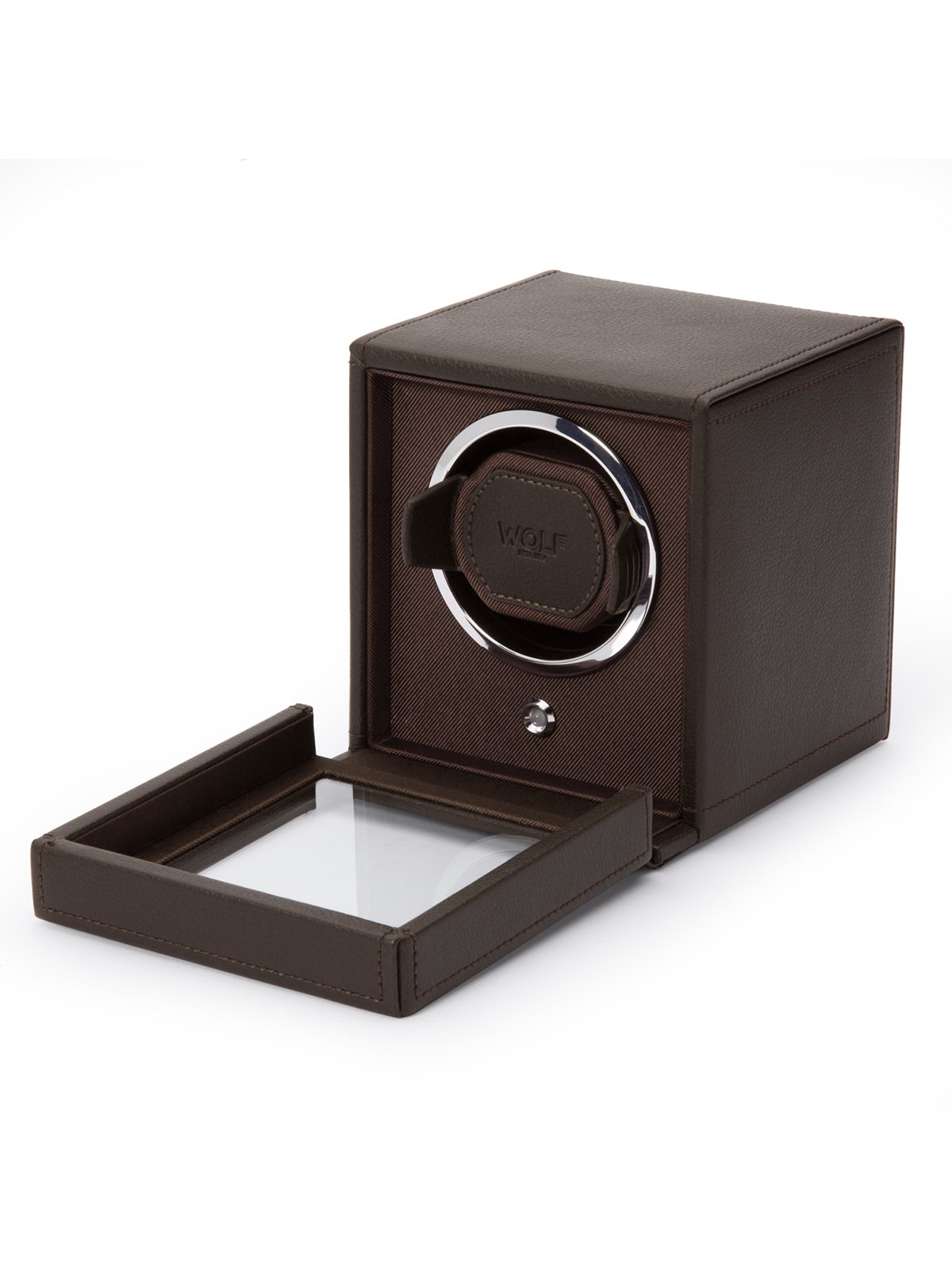 Wolf Cub Single Watch Winder with Cover in Brown 461106