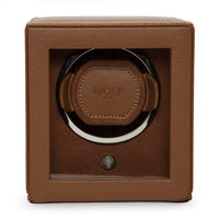 Wolf Cub Single Watch Winder with Cover in Cognac 461127