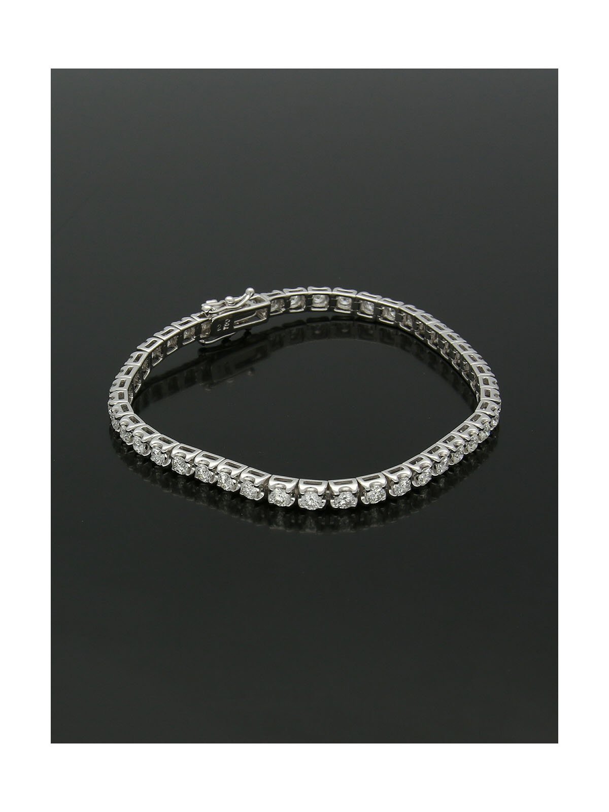 Diamond Line Bracelet 4.00ct Round Brilliant Cut in 18ct White Gold