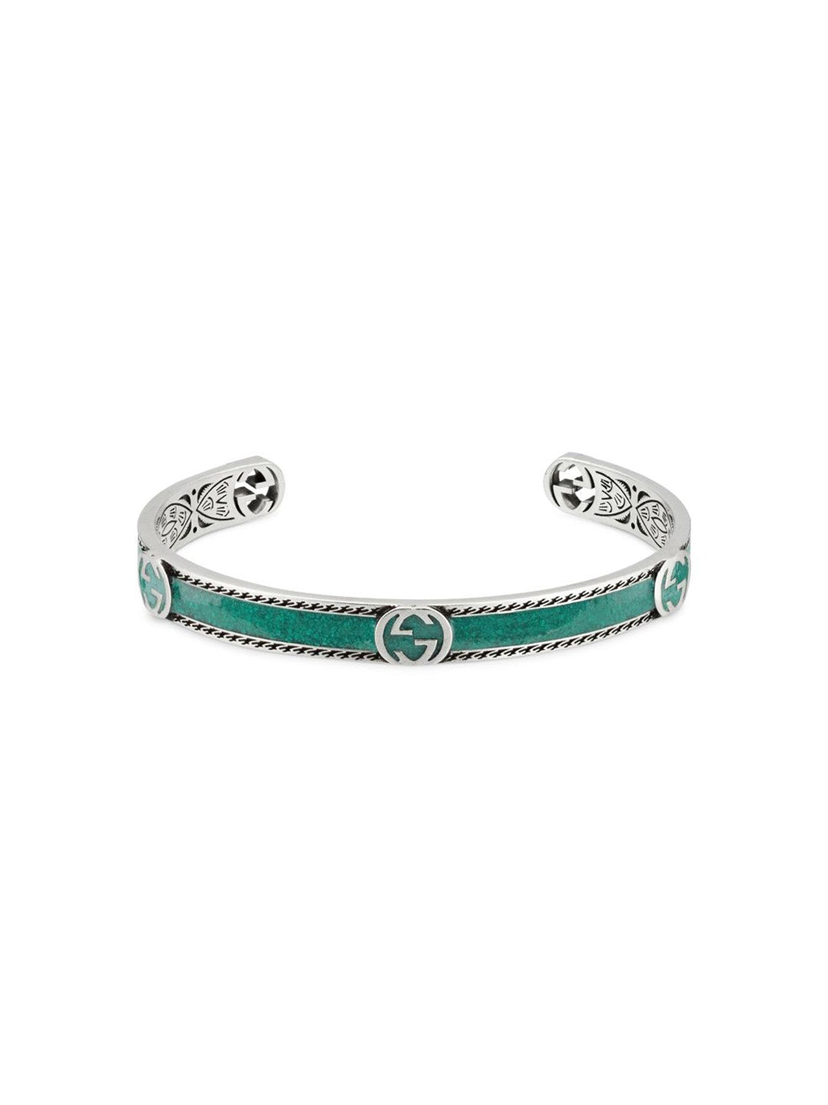 Gucci Interlocking Silver & Turquoise Enamel Bangle