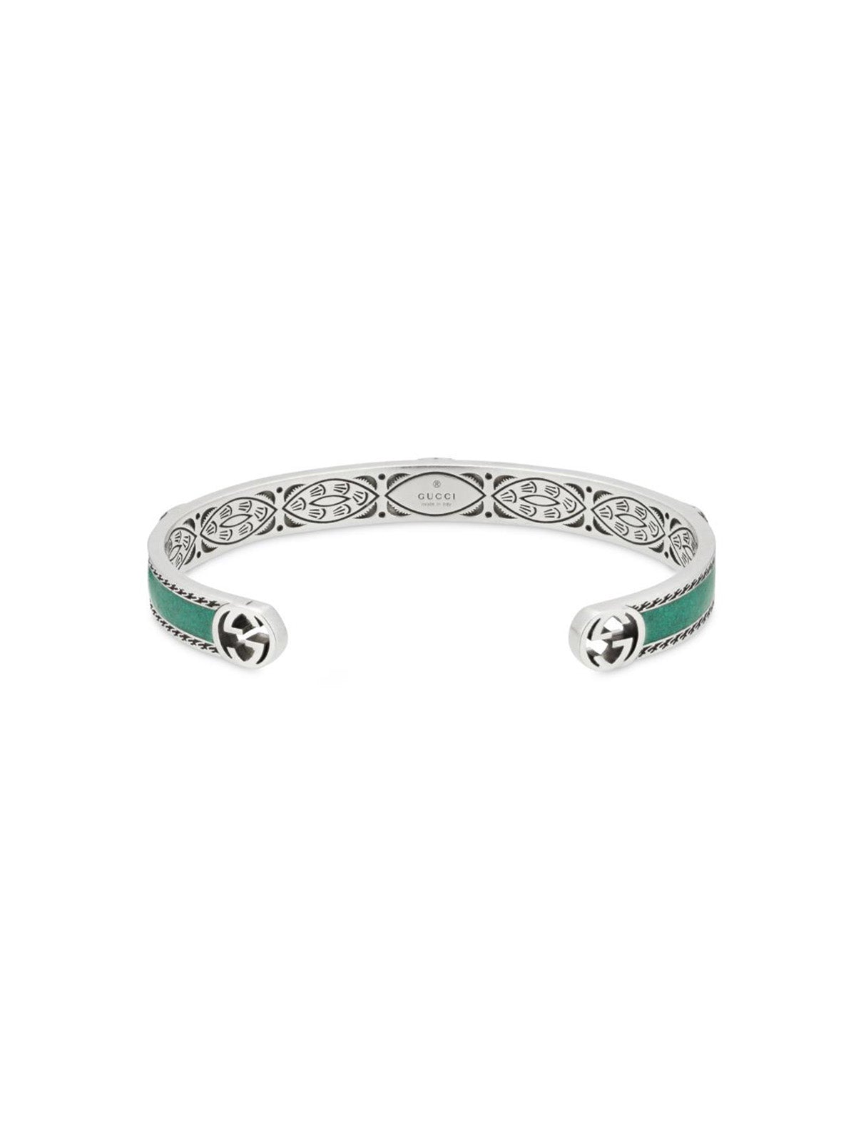 Gucci Interlocking Silver & Turquoise Enamel Bangle