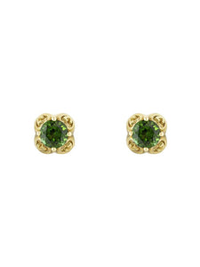 Gucci Interlocking G Stud Earrings in 18ct Yellow Gold and Tourmaline