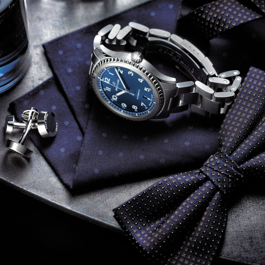 Breitling Navitimer 8 Automatic stainless steel watch with blue dial. luxury watch. A1731410