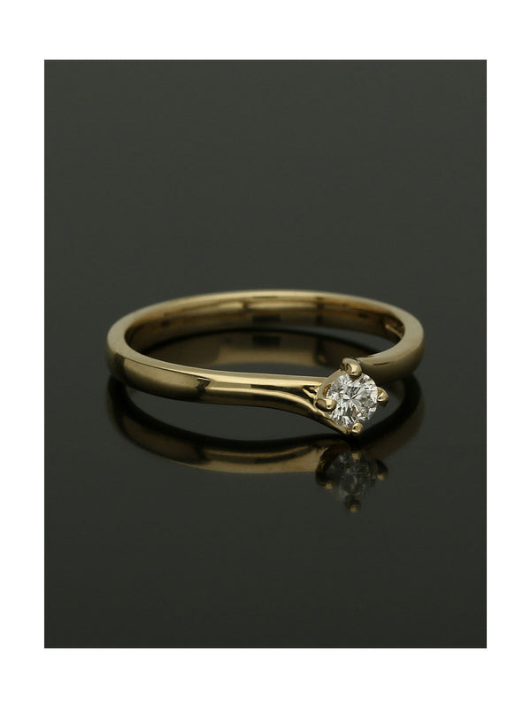 Diamond Solitaire Engagement Ring 0.15ct Round Brilliant Cut in 9ct Yellow Gold