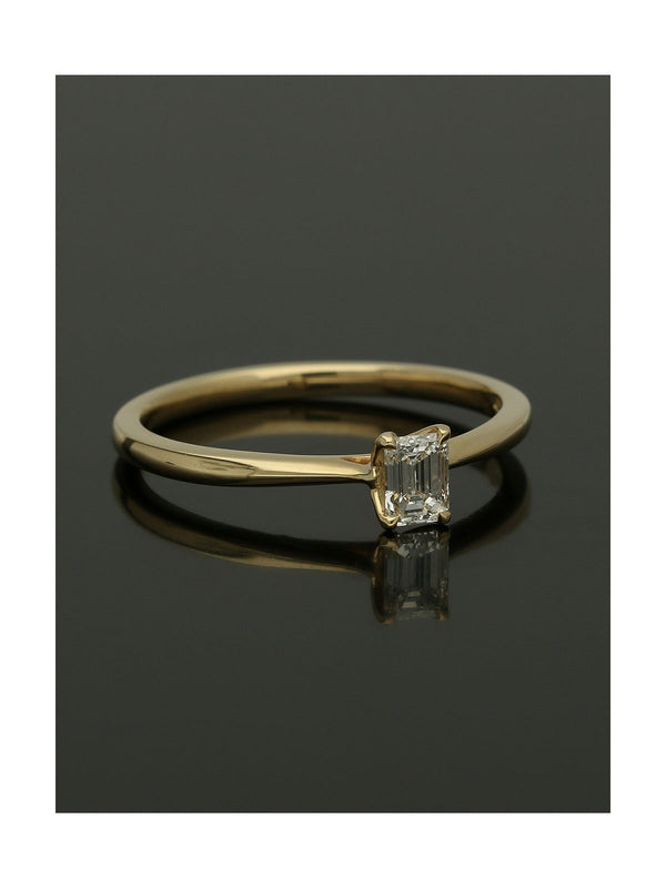 Diamond Solitaire Engagement Ring 0.25ct Emerald Cut in 9ct Yellow Gold