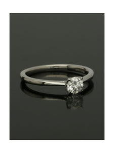 Diamond Solitaire Engagement Ring 0.37ct Certificated Round Brilliant Cut in 9ct White Gold