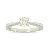Diamond Solitaire Miracle Set Engagement Ring 0.25ct Round Brilliant Cut in 9ct White Gold