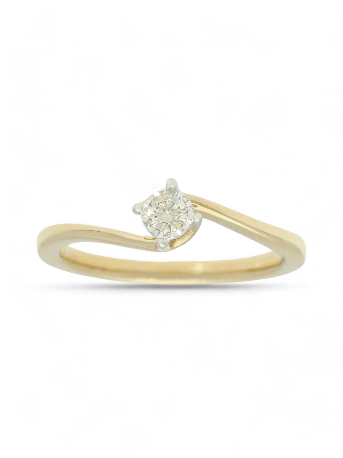 Diamond Solitaire Miracle Set Engagement Ring 0.10ct Round Brilliant in 9ct Yellow Gold