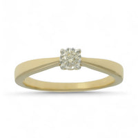 Diamond Solitaire Miracle Set Engagement Ring 0.10ct Round Brilliant Cut in 9ct Yellow Gold