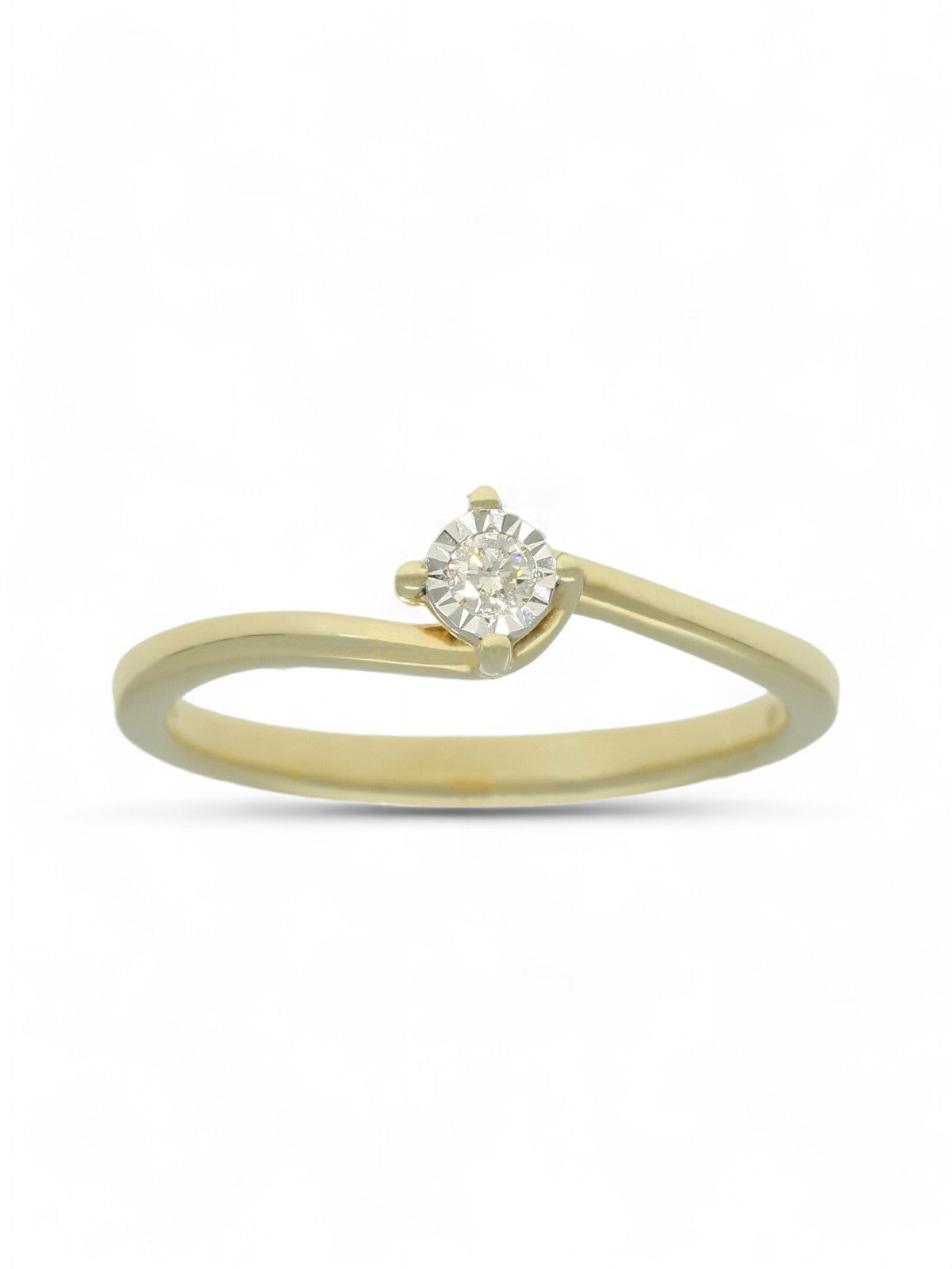 Diamond Solitaire Miracle Set Engagement Ring 0.05ct Round Brilliant in 9ct Yellow Gold