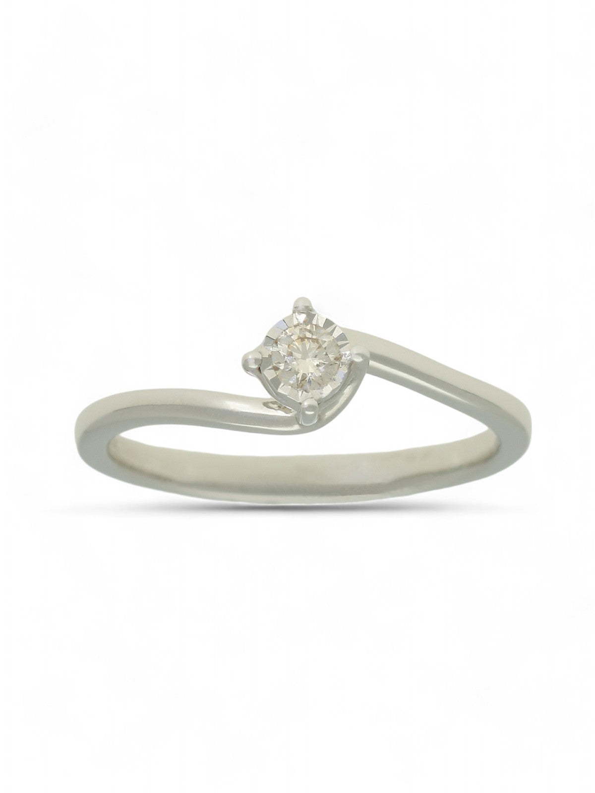 Diamond Solitaire Miracle Set Engagement Ring 0.08ct Round Brilliant in 9ct White Gold