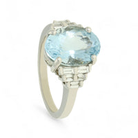 Aquamarine and Diamond Ring in 18ct White Gold